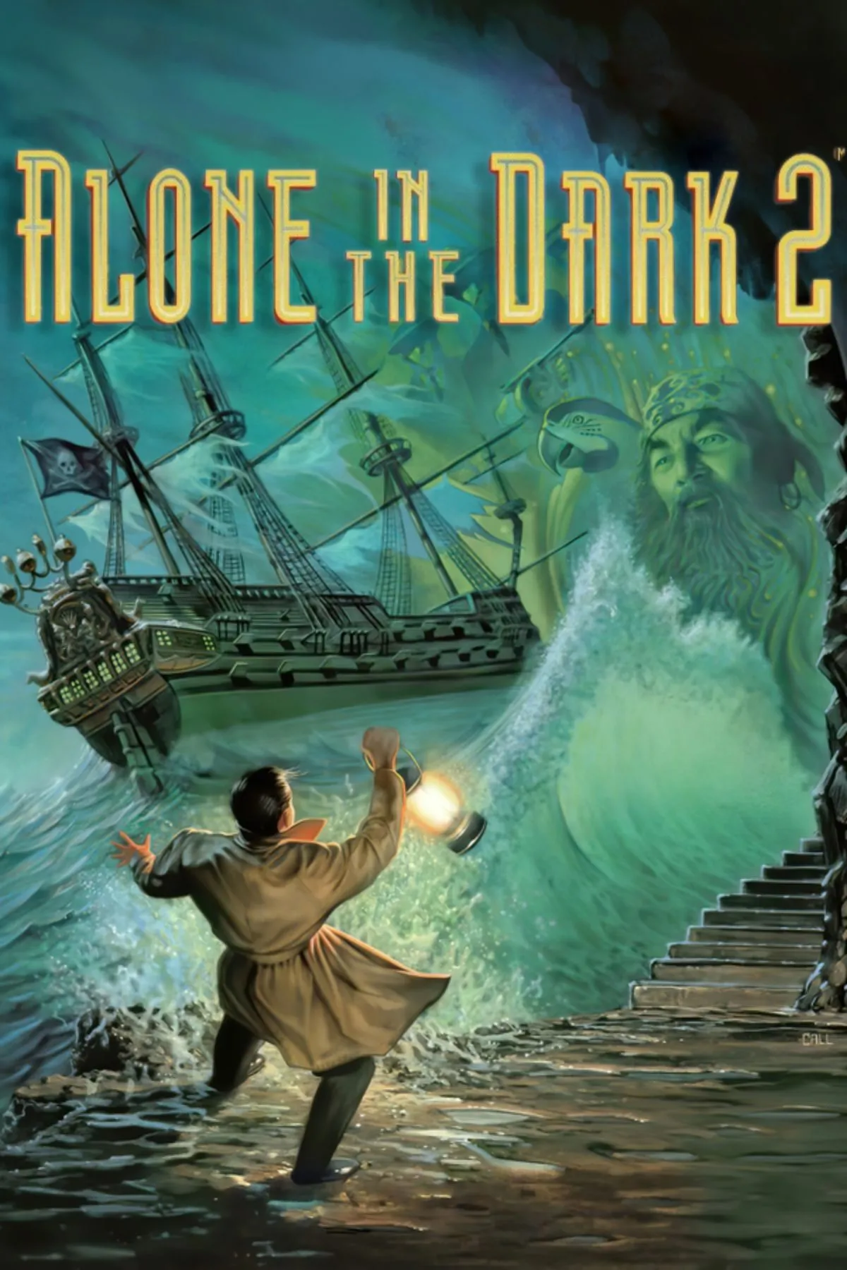 Ảnh bìa chính thức của Alone in the Dark 2 thể hiện không khí u ám và bí ẩn của trò chơi