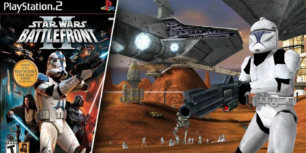 Cảnh chiến đấu hoành tráng trong Star Wars Battlefront 2 trên PS2