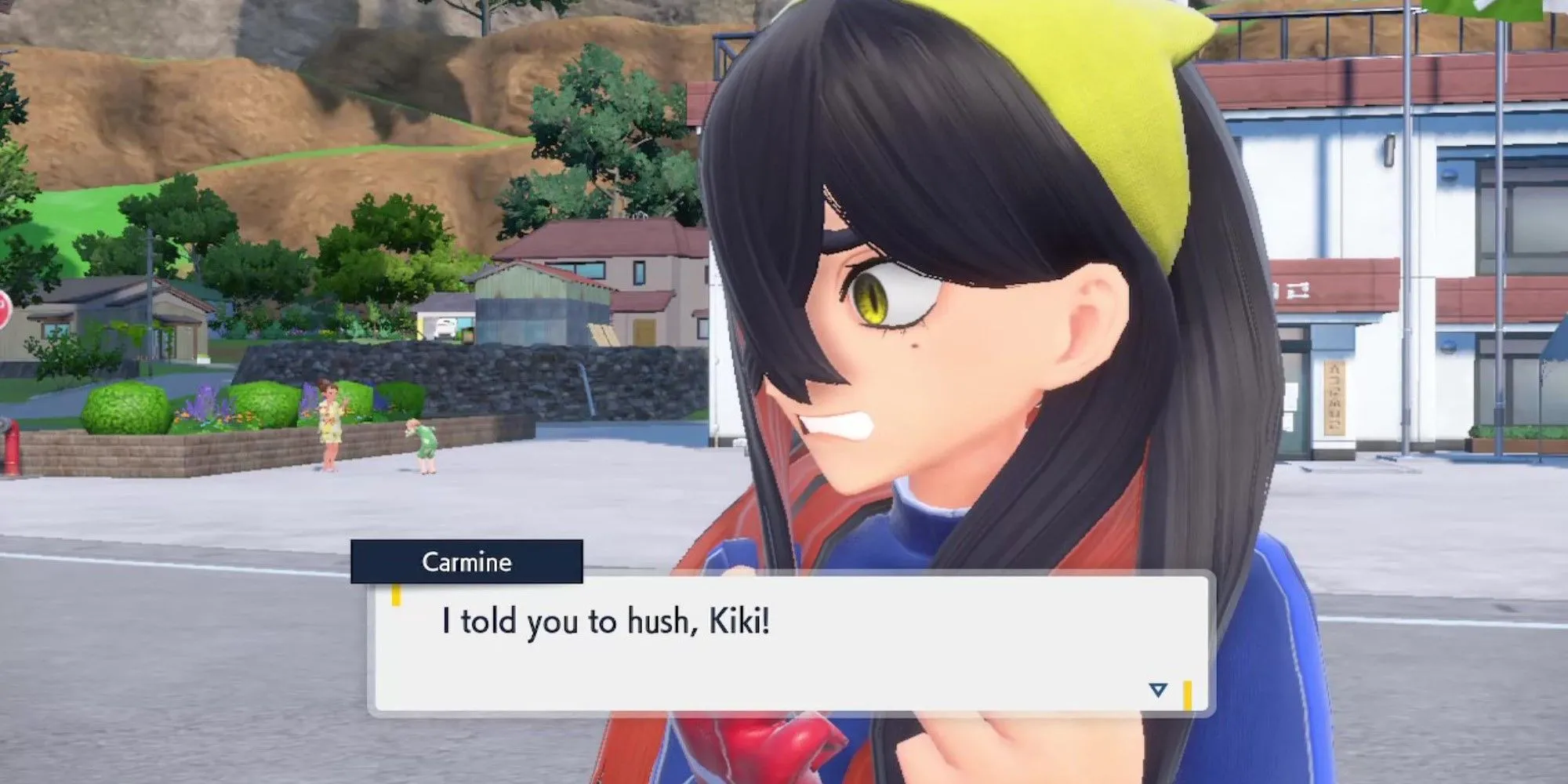 Carmine nói chuyện với Kieran trong DLC của Pokémon Scarlet and Violet