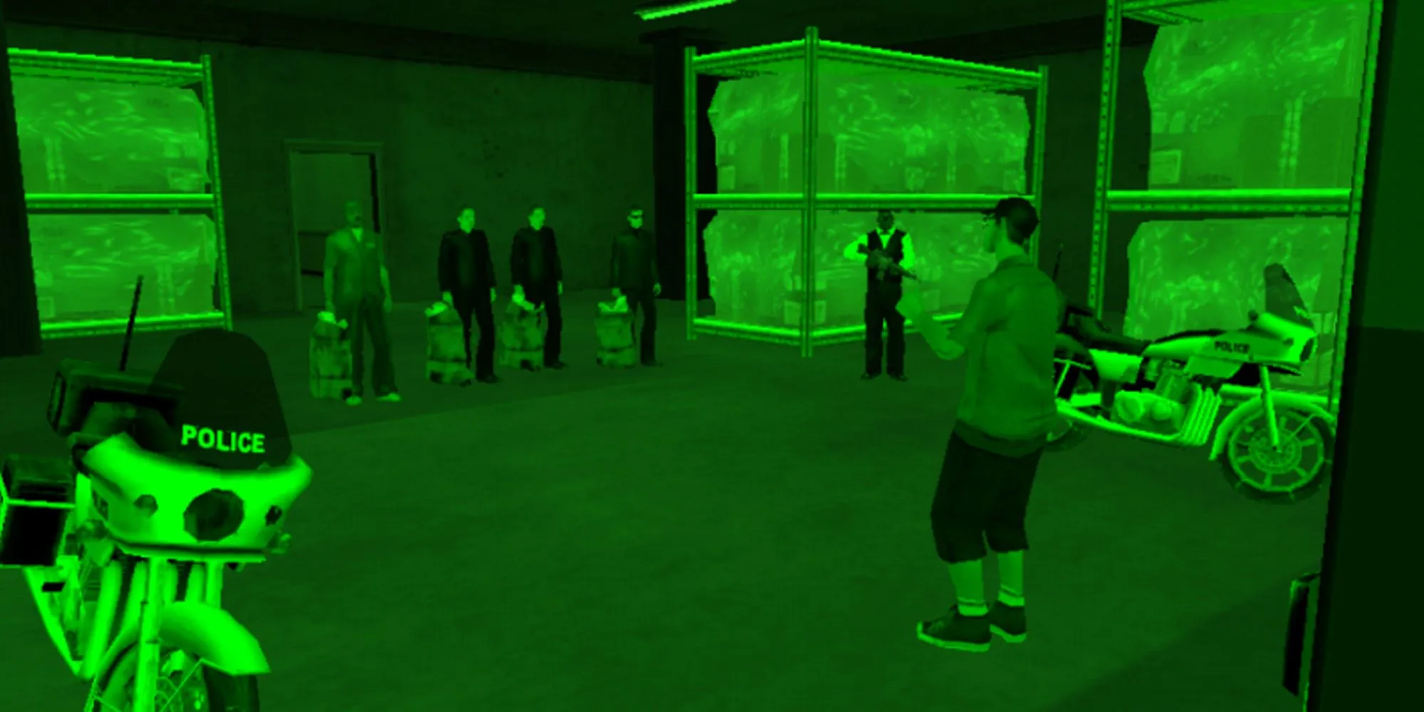 CJ sử dụng kính nhìn đêm đột nhập sòng bạc trong nhiệm vụ Breaking The Bank At Caligula's GTA San Andreas