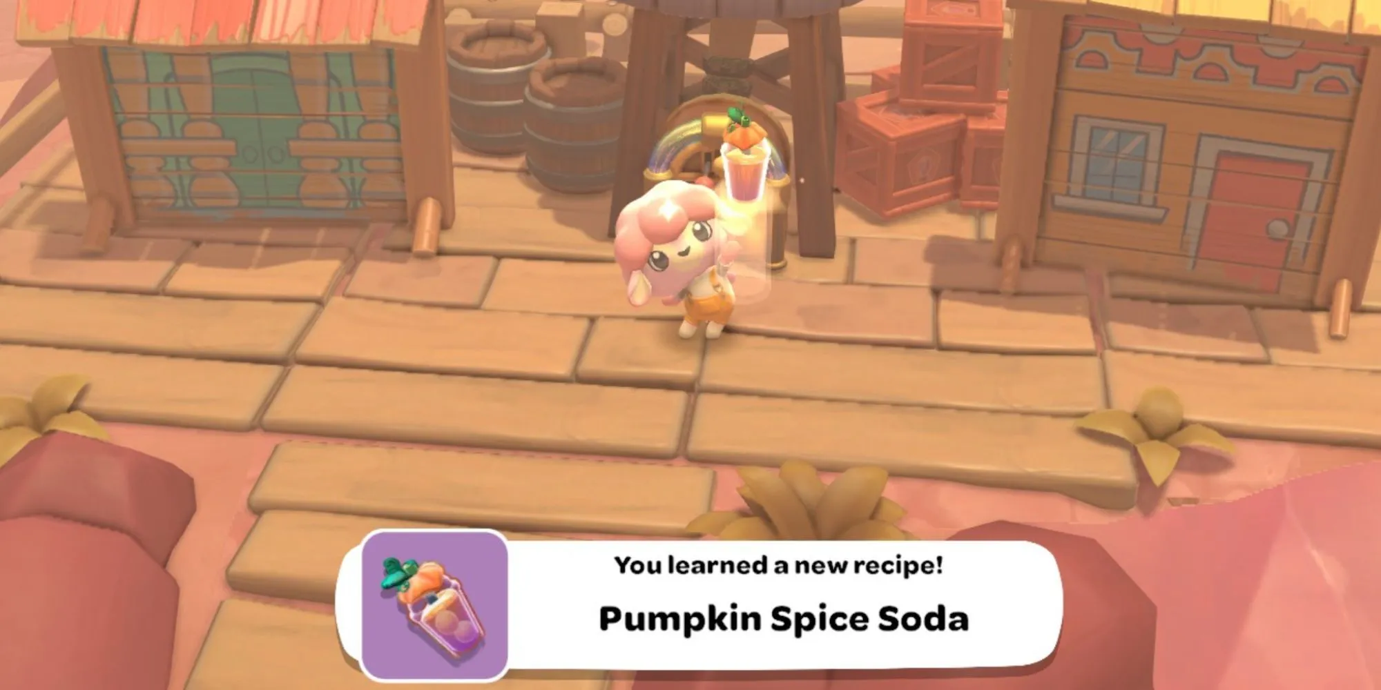 Công thức chế tạo Pumpkin Spice Soda tại máy làm soda trong Hello Kitty Island Adventure