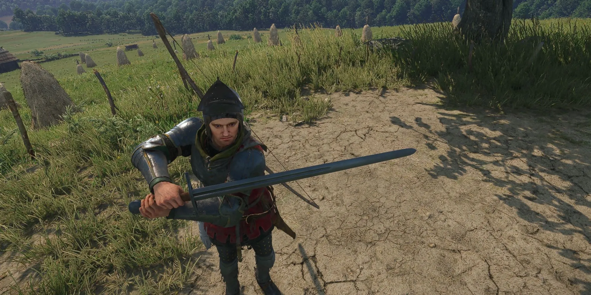 Henry chiến đấu bằng Trường Kiếm Hiệp Sĩ trong Kingdom Come Deliverance 2
