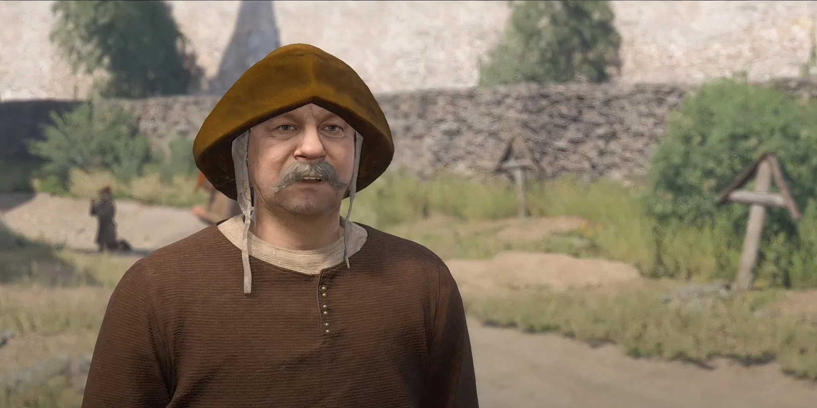 Henry nói chuyện với người đào mộ để thu thập thông tin cho nhiệm vụ The Fifth Commandment trong Kingdom Come Deliverance 2