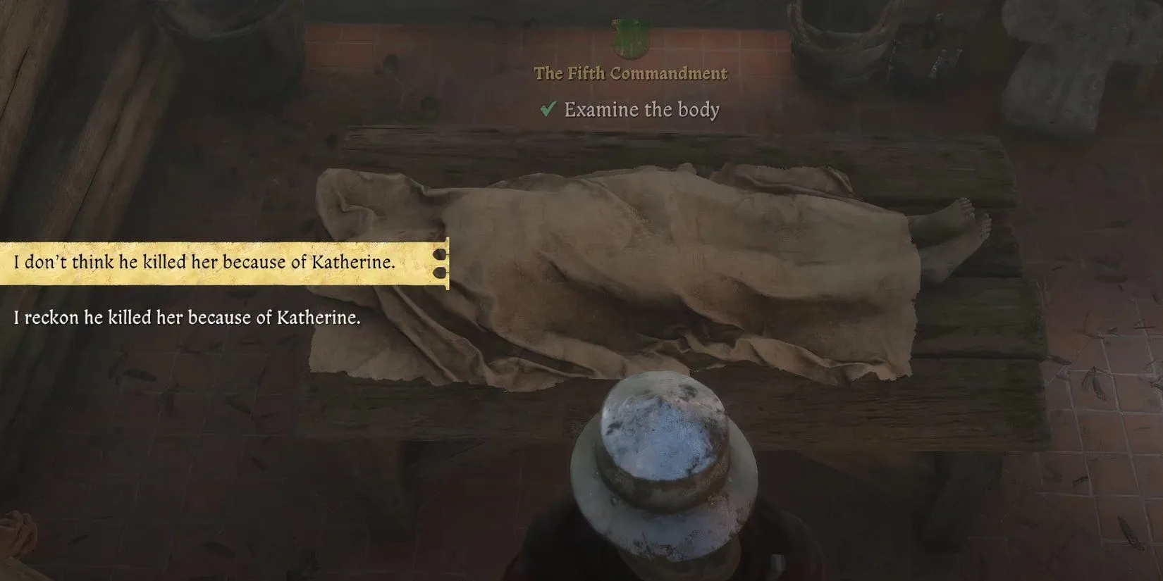 Khám nghiệm tử thi Alice trong Kingdom Come Deliverance 2, một phần của nhiệm vụ The Fifth Commandment