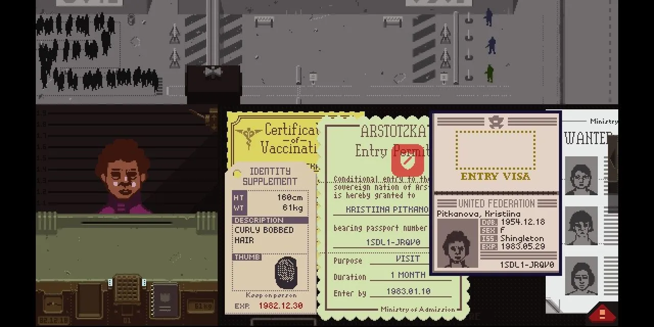 Kiểm tra giấy tờ tại biên giới Arstotzka trong Papers, Please - game cần ghi nhớ luật lệ