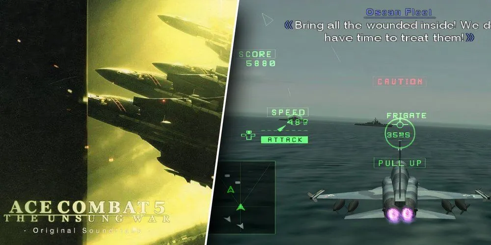 Máy bay chiến đấu cất cánh trong game Ace Combat 5 trên PS2