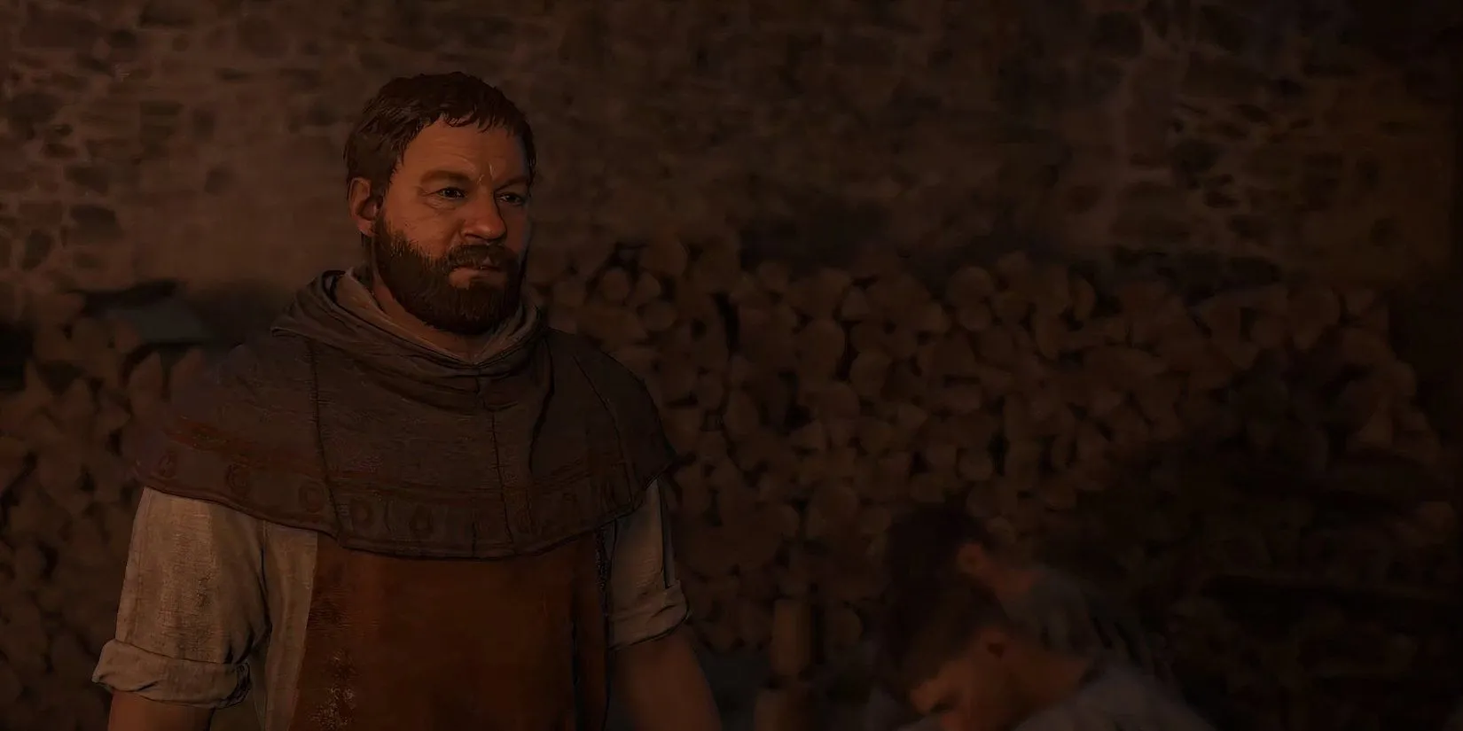 Mole, chủ quán trọ Hole in the Wall, đang nói chuyện với Henry trong Kingdom Come Deliverance 2
