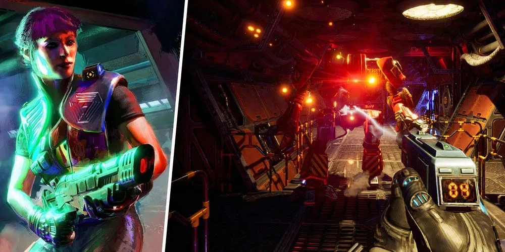 Nhân vật chính đối mặt kẻ thù trong System Shock Remake