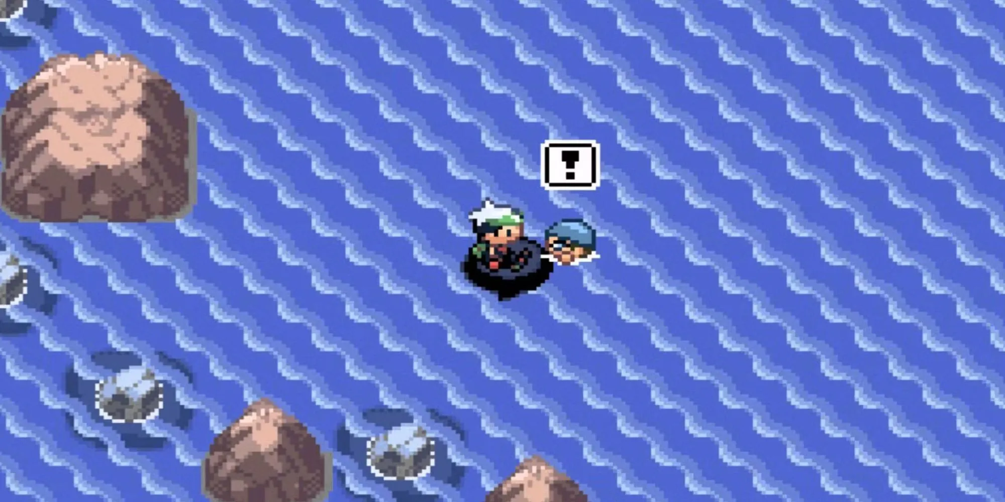 Nhân vật chính lướt sóng trong Pokémon Ruby Sapphire gặp huấn luyện viên khác