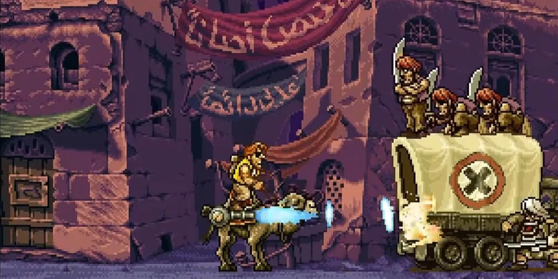 Nhân vật và xe tăng Metal Slug X trong trận chiến hỗn loạn