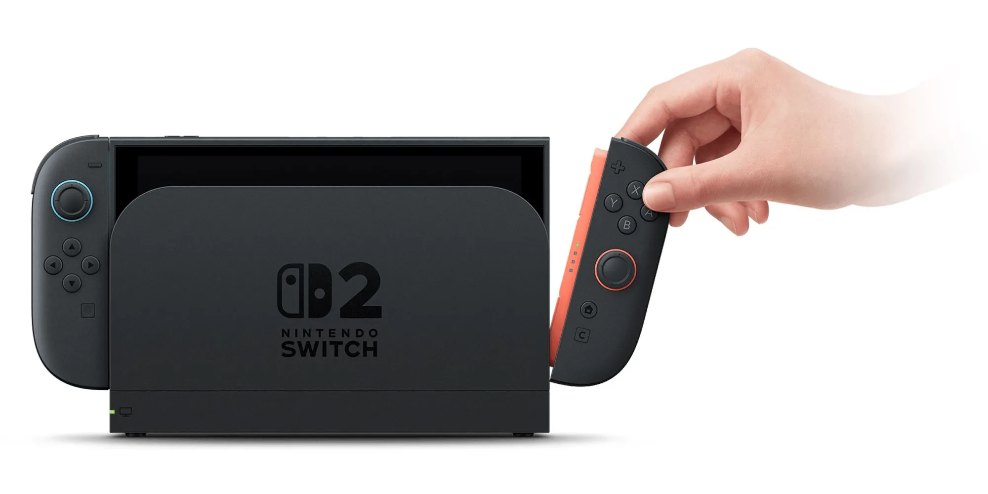 Nintendo Switch 2 kết nối với dock và Joy-Con trái được tháo rời