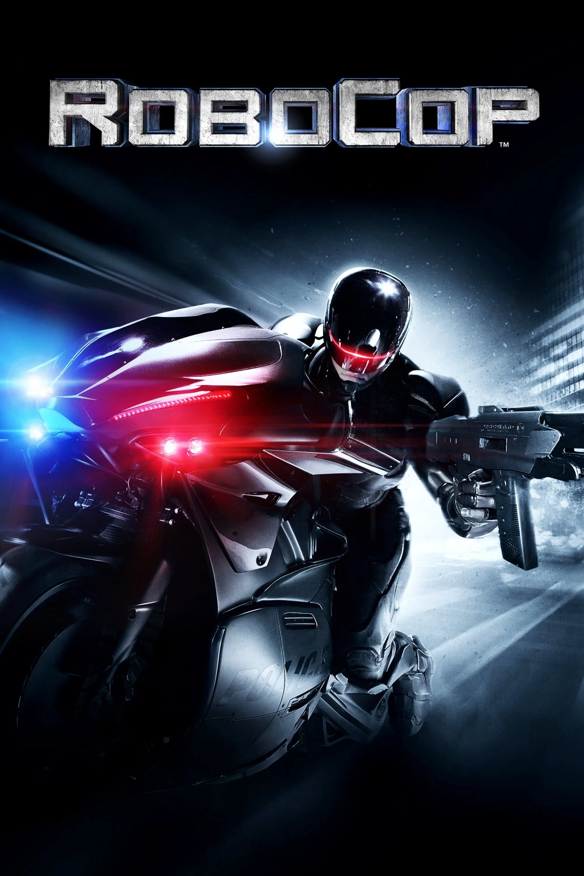 Poster phim RoboCop 2014 với hình ảnh người máy cảnh sát đứng hiên ngang