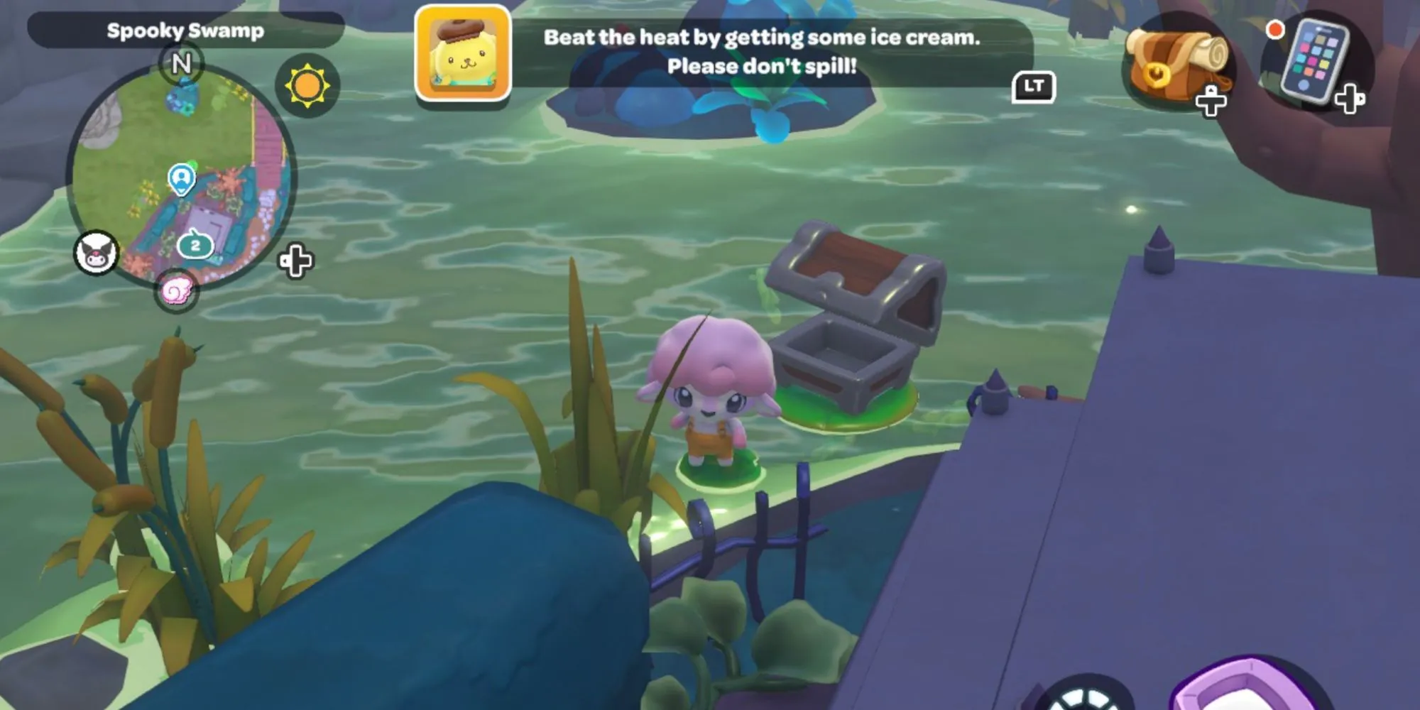 Rương báu chứa công thức Jack-O-Lantern ở Spooky Swamp trong Hello Kitty Island Adventure