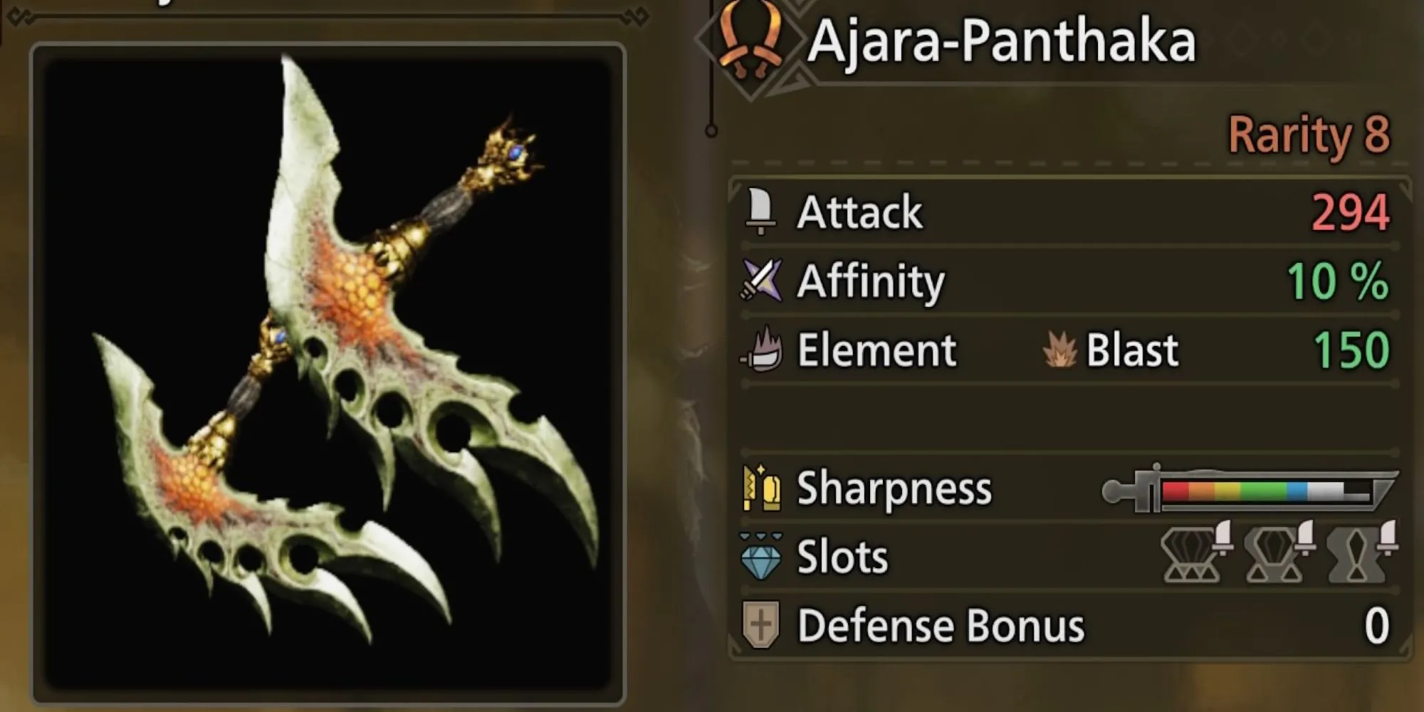 Song Đao Ajara-Panthaka trong Monster Hunter Wilds với nguyên tố Nổ