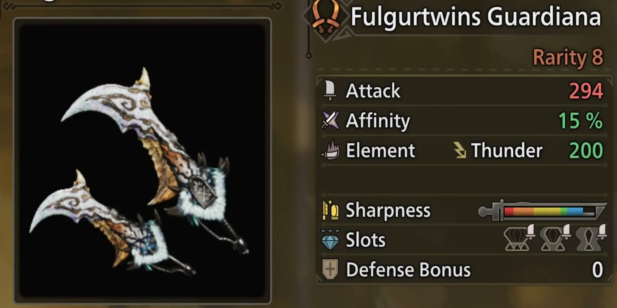 Song Đao Fulgartwins Guardiana trong Monster Hunter Wilds mang sức mạnh Lôi