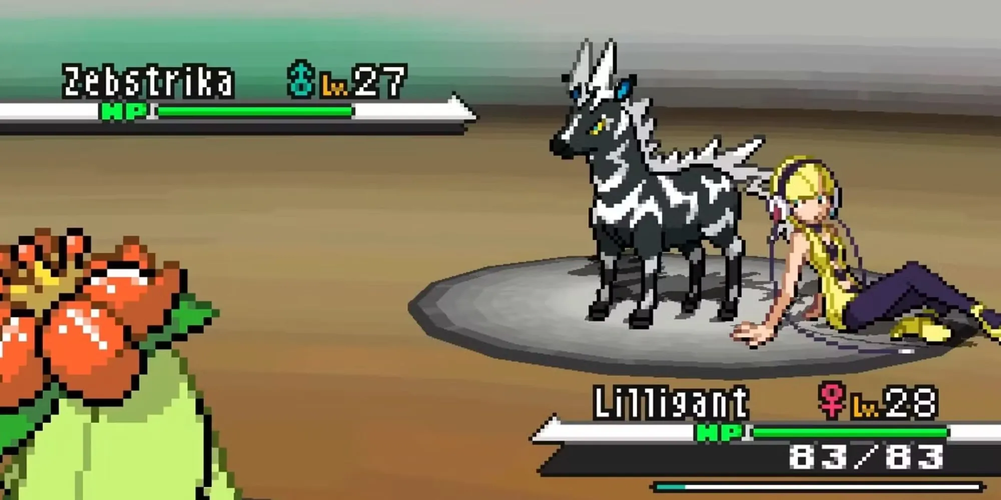 Trận đấu gym với Elesa trong Pokémon Black and White giữa Lilligant và Zebstrika