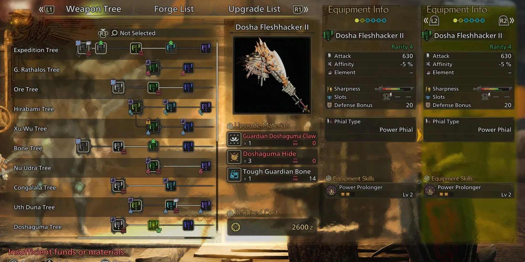 Vũ khí Dosha Fleshhacker II cận cảnh trong Monster Hunter Wilds