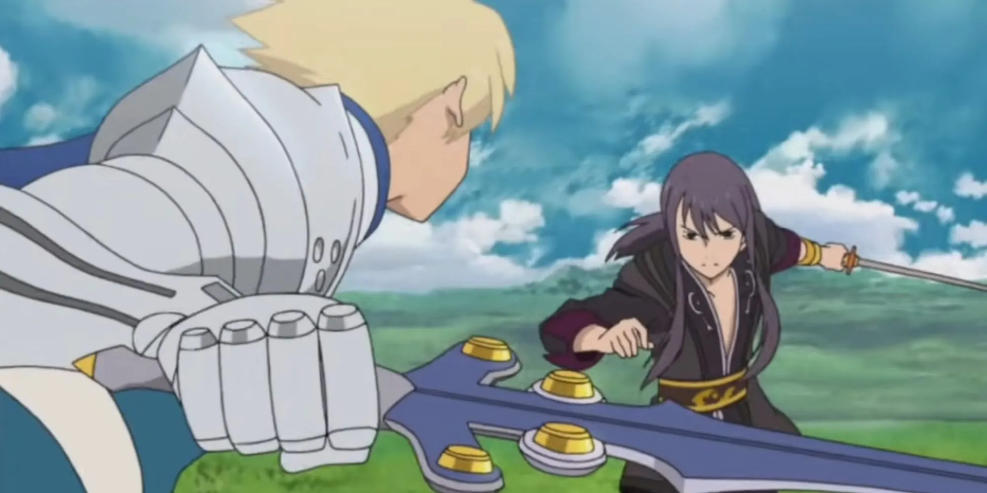 Yuri Lowell trong một phân cảnh anime hành động của Tales of Vesperia