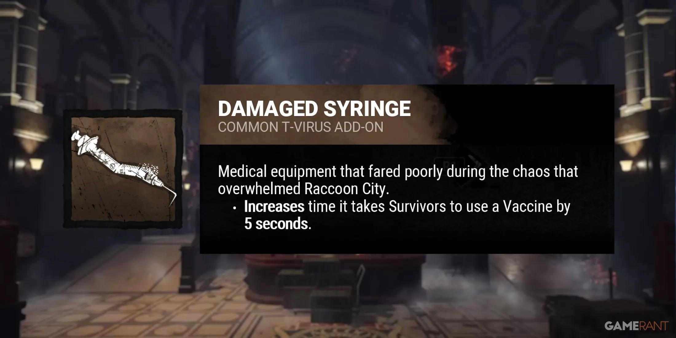 Add-on Kim Tiêm Bị Hỏng (Damaged Syringe) của Nemesis trong Dead by Daylight