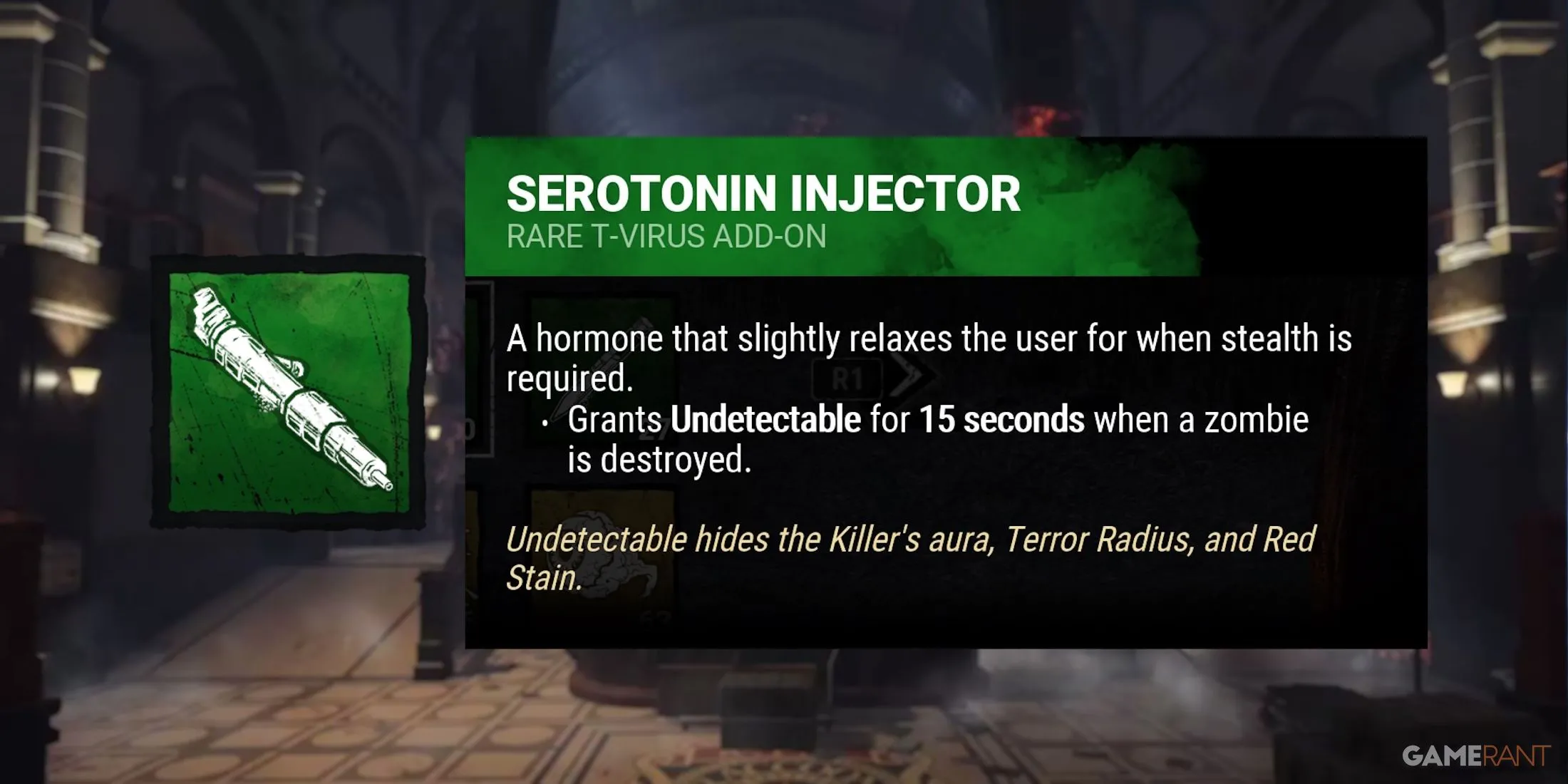 Add-on Ống Tiêm Serotonin (Serotonin Injector) của Nemesis trong Dead by Daylight