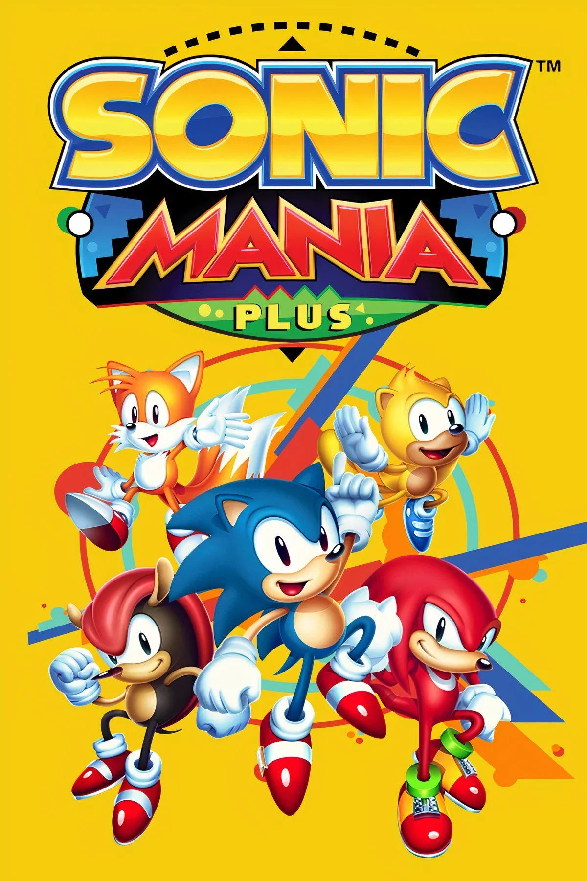 Ảnh bìa Sonic Mania Plus, với Sonic, Tails, Knuckles, Mighty và Ray trong phong cách pixel cổ điển nhưng đầy màu sắc, gợi nhớ về kỷ niệm đẹp.