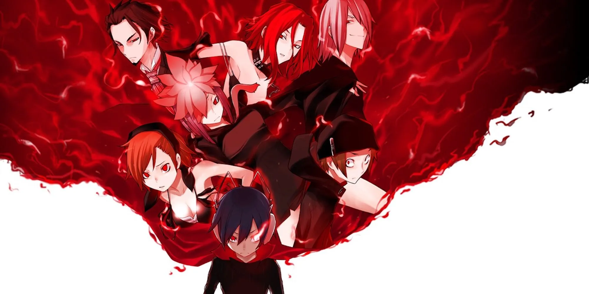 Ảnh quảng bá Shin Megami Tensei Devil Survivor với các nhân vật chính và quỷ