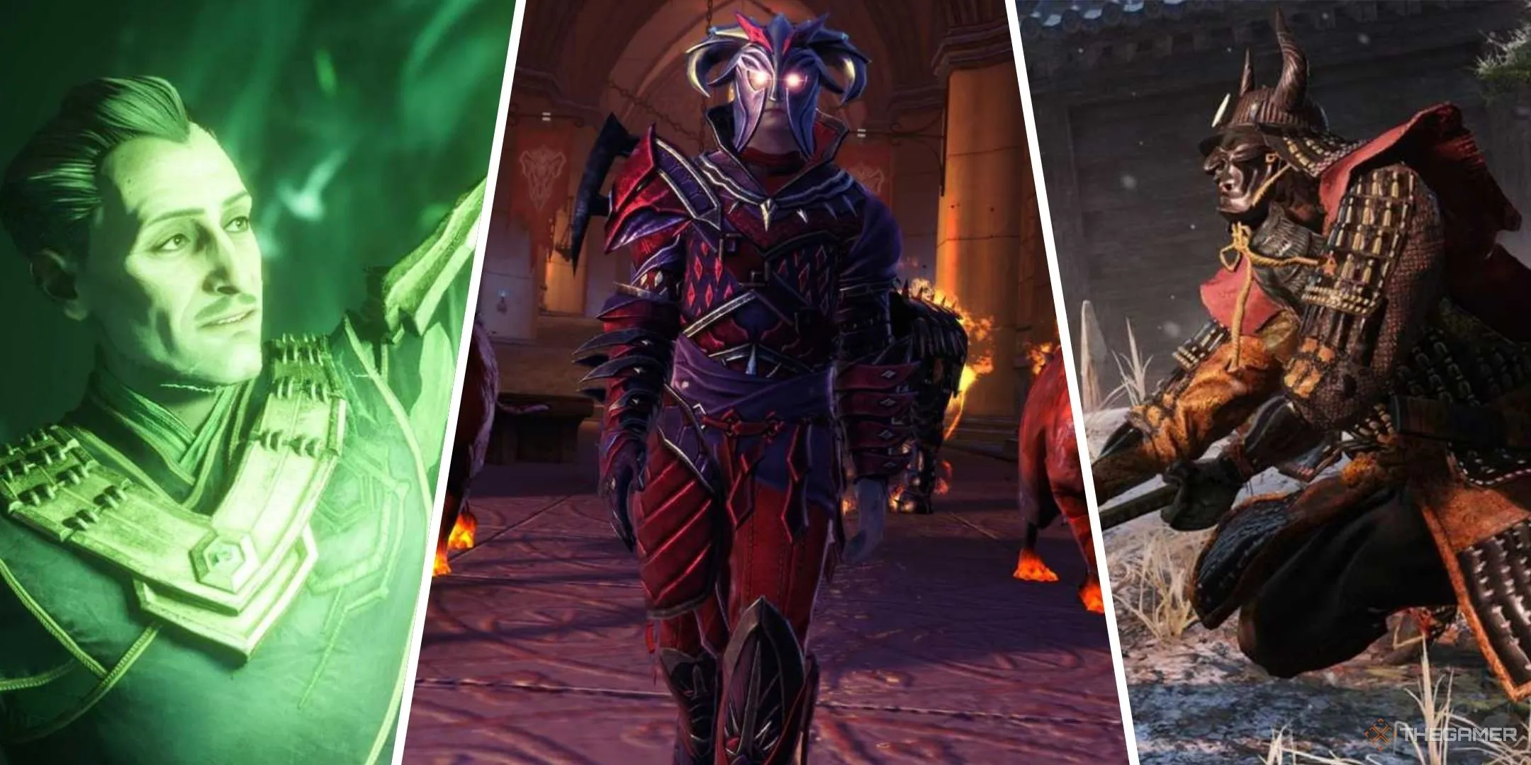 Ba tựa game Dragon Age, Neverwinter và Sekiro ghép lại, tượng trưng cho sự đa dạng bối cảnh game nhập vai