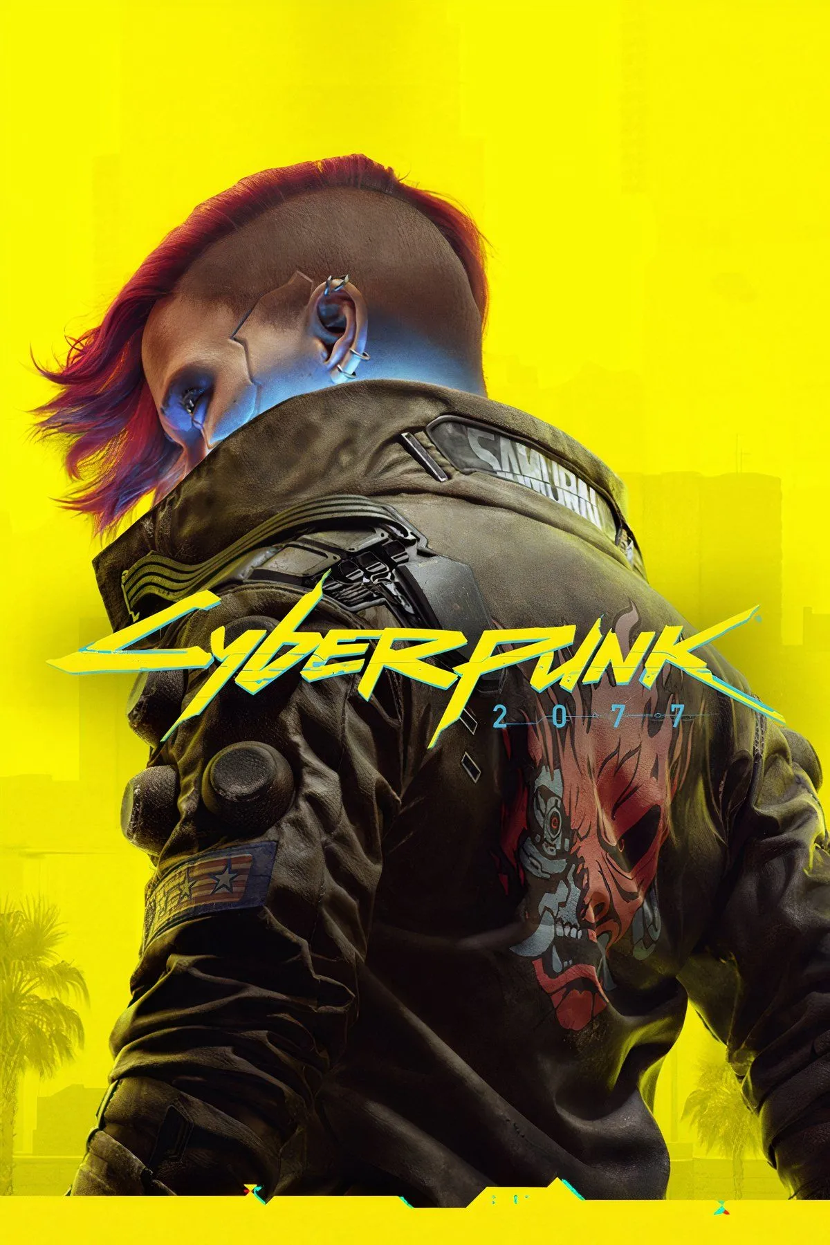 Bìa game Cyberpunk 2077 với V và bối cảnh thành phố Night City neon rực rỡ
