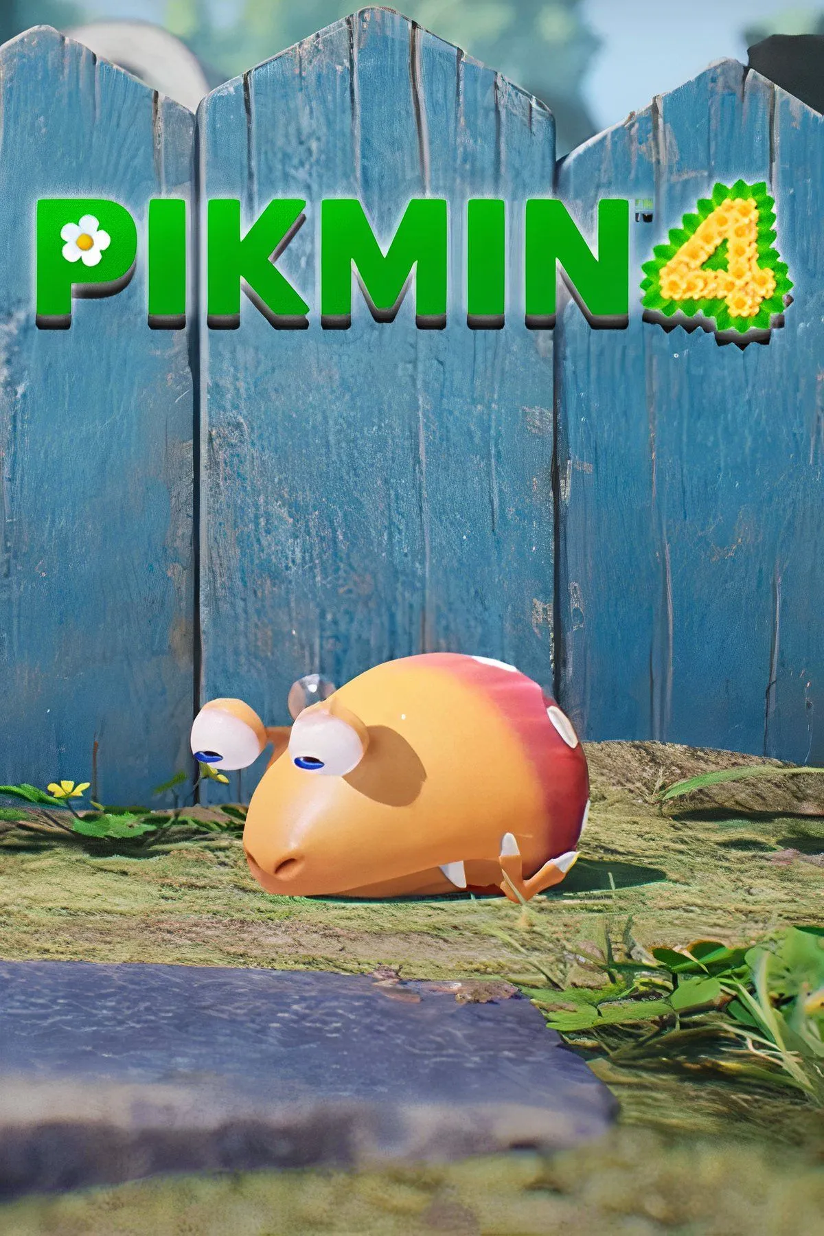 Bìa game Pikmin 4, với đội quân Pikmin tí hon và nhân vật chính, khám phá thế giới rộng lớn đầy màu sắc.