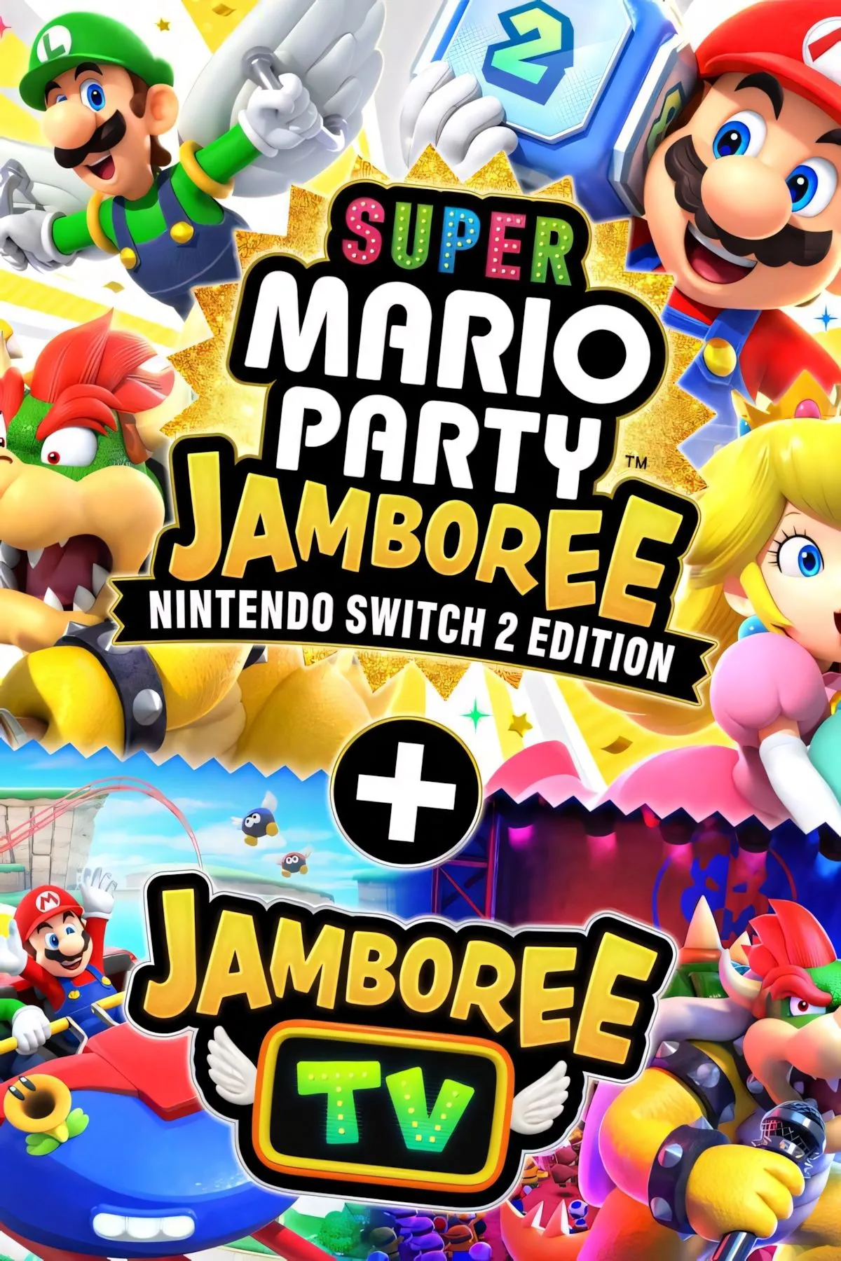 Bìa game Super Mario Party Jamboree Nintendo Switch 2 Edition, thể hiện không khí vui nhộn và các nhân vật quen thuộc.