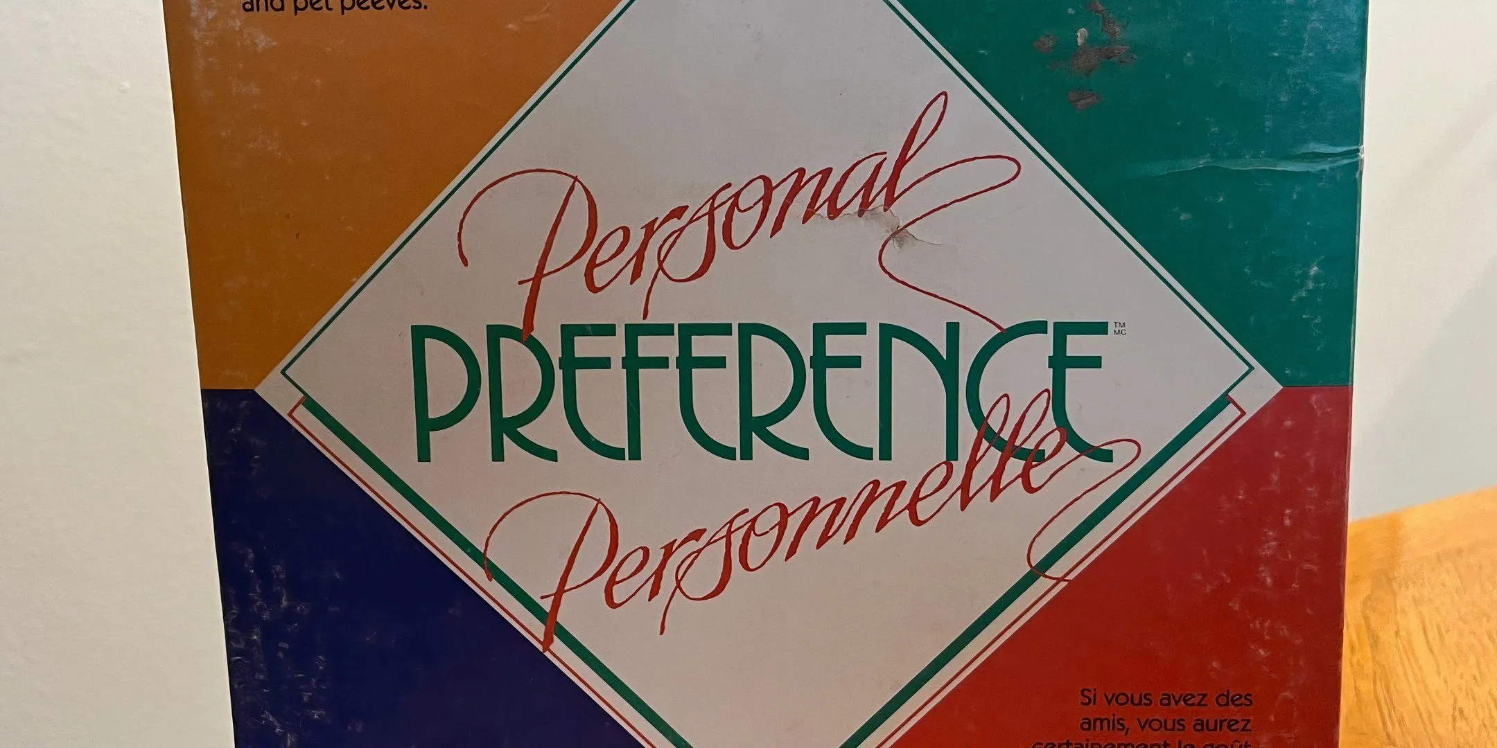 Bìa hộp game Personal Preference với thiết kế đơn giản, thể hiện tính chất khám phá sở thích cá nhân giữa những người chơi.