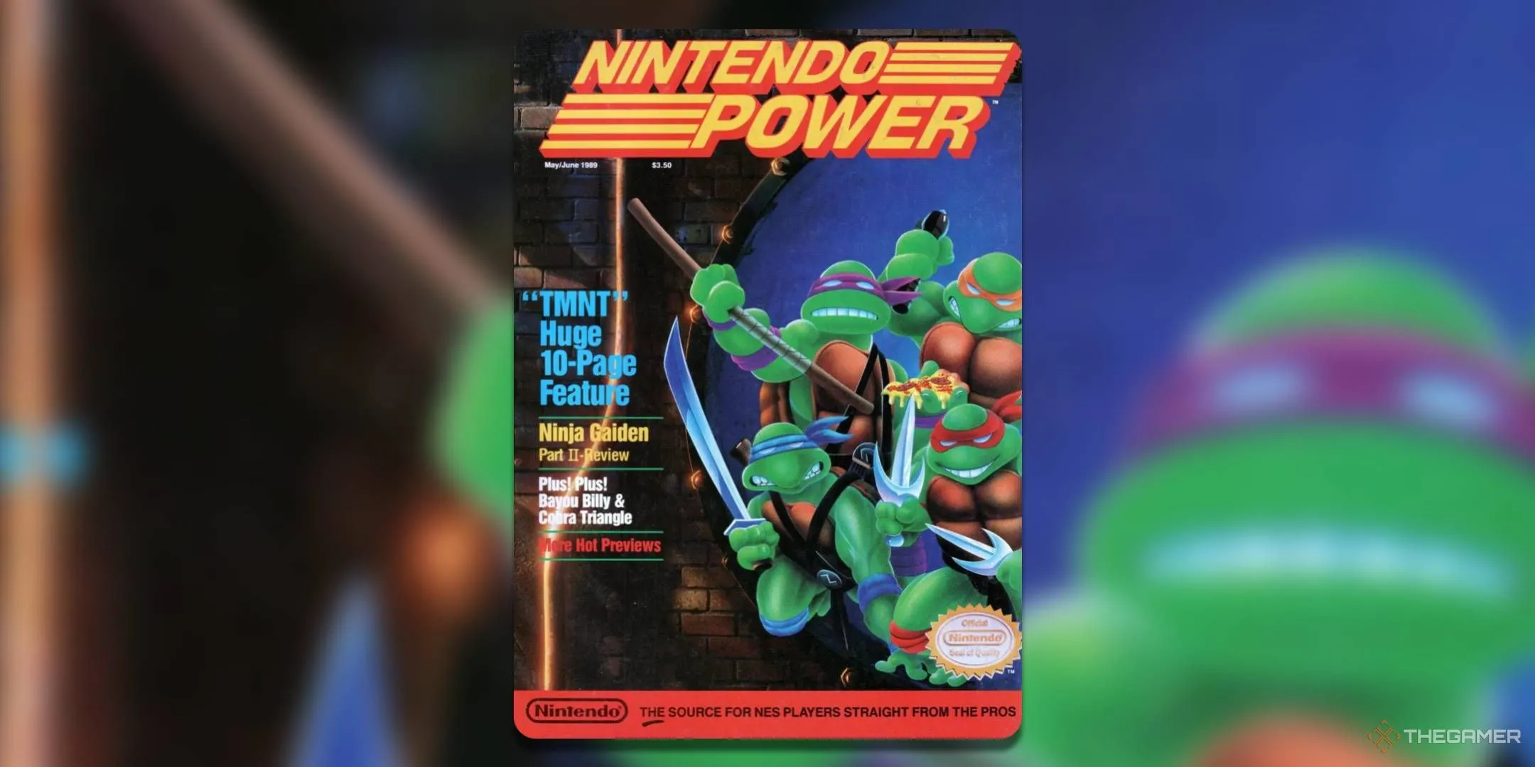 Bìa tạp chí Nintendo Power số tháng 5/6 năm 1989, nổi bật với tựa game Teenage Mutant Ninja Turtles.