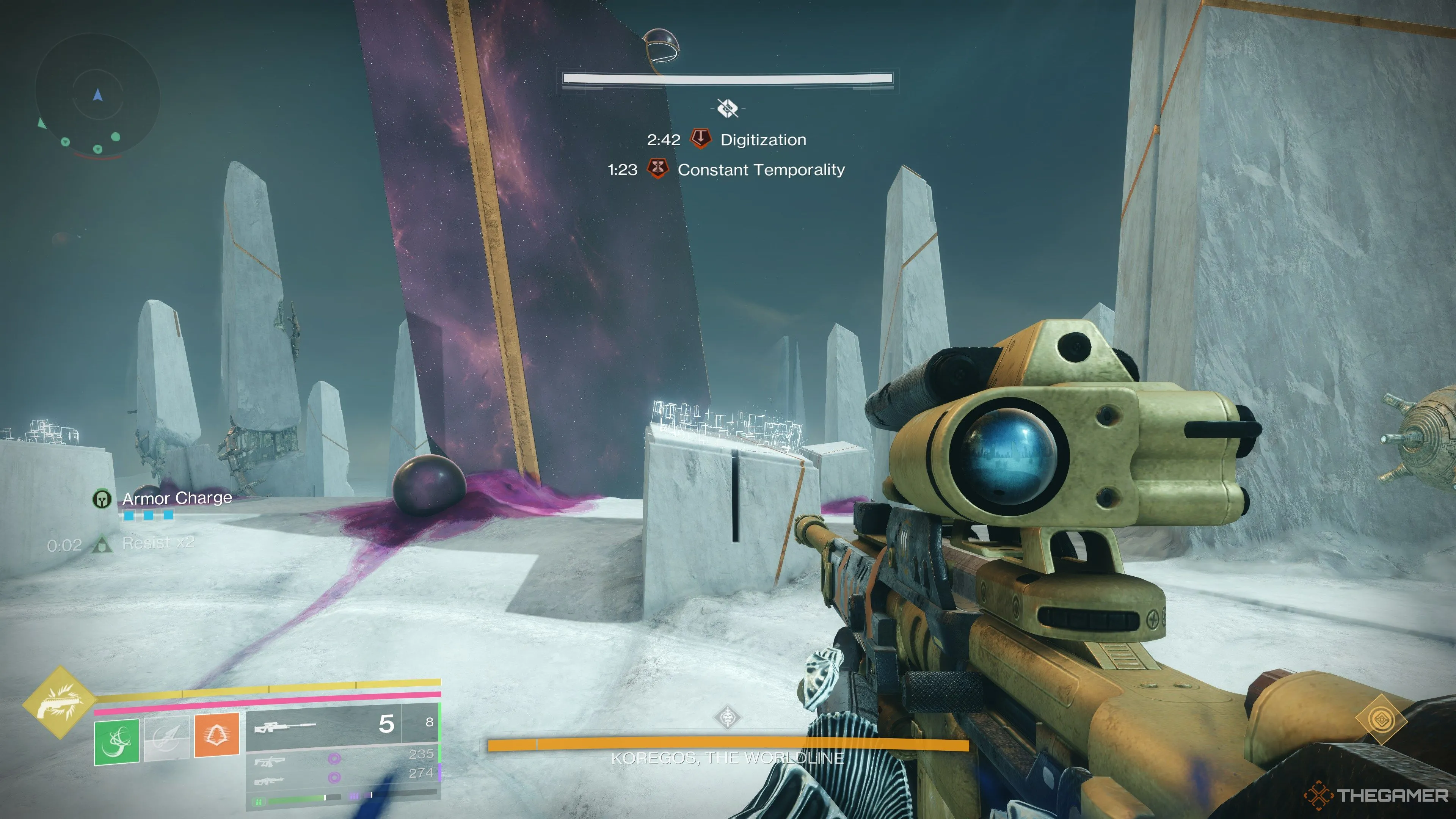 Biểu tượng Temporal Oculus buff trên màn hình, dấu hiệu cho phép các nữ Guardian nhìn thấy thông tin ẩn quan trọng trong Raid Destiny 2
