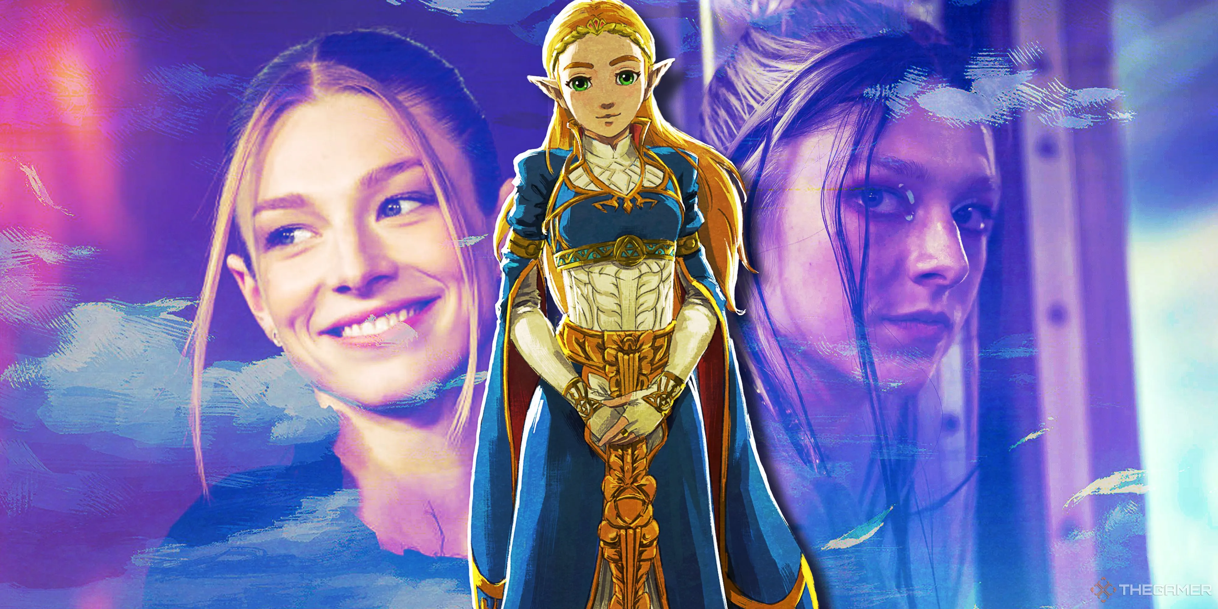 Bức ảnh ghép của Công chúa Zelda từ game Breath of the Wild và nữ diễn viên Hunter Schafer, biểu tượng cho những mong ước và kỳ vọng của cộng đồng game thủ về các dự án phim chuyển thể.