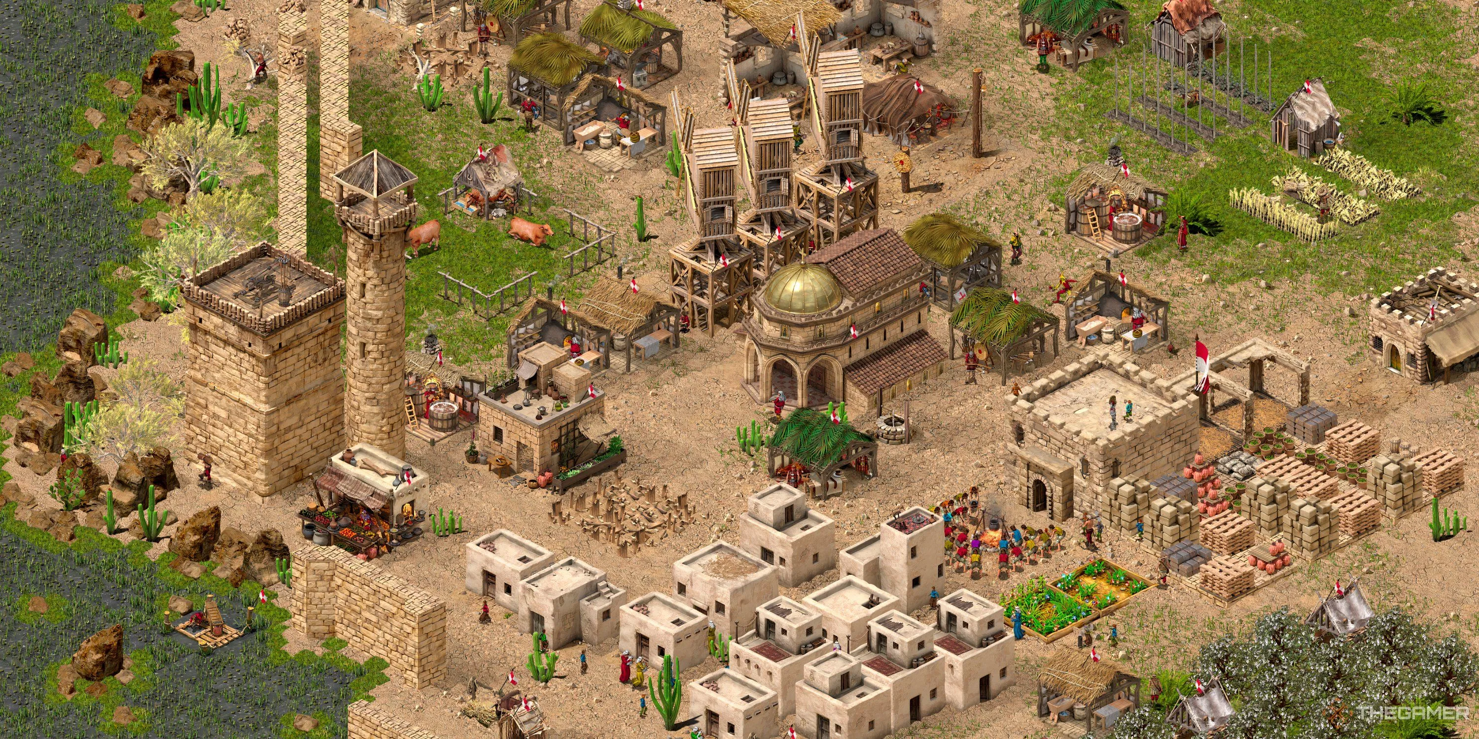 Bức tường kiên cố của một tòa thành vững chãi trong Stronghold Crusader Definitive Edition