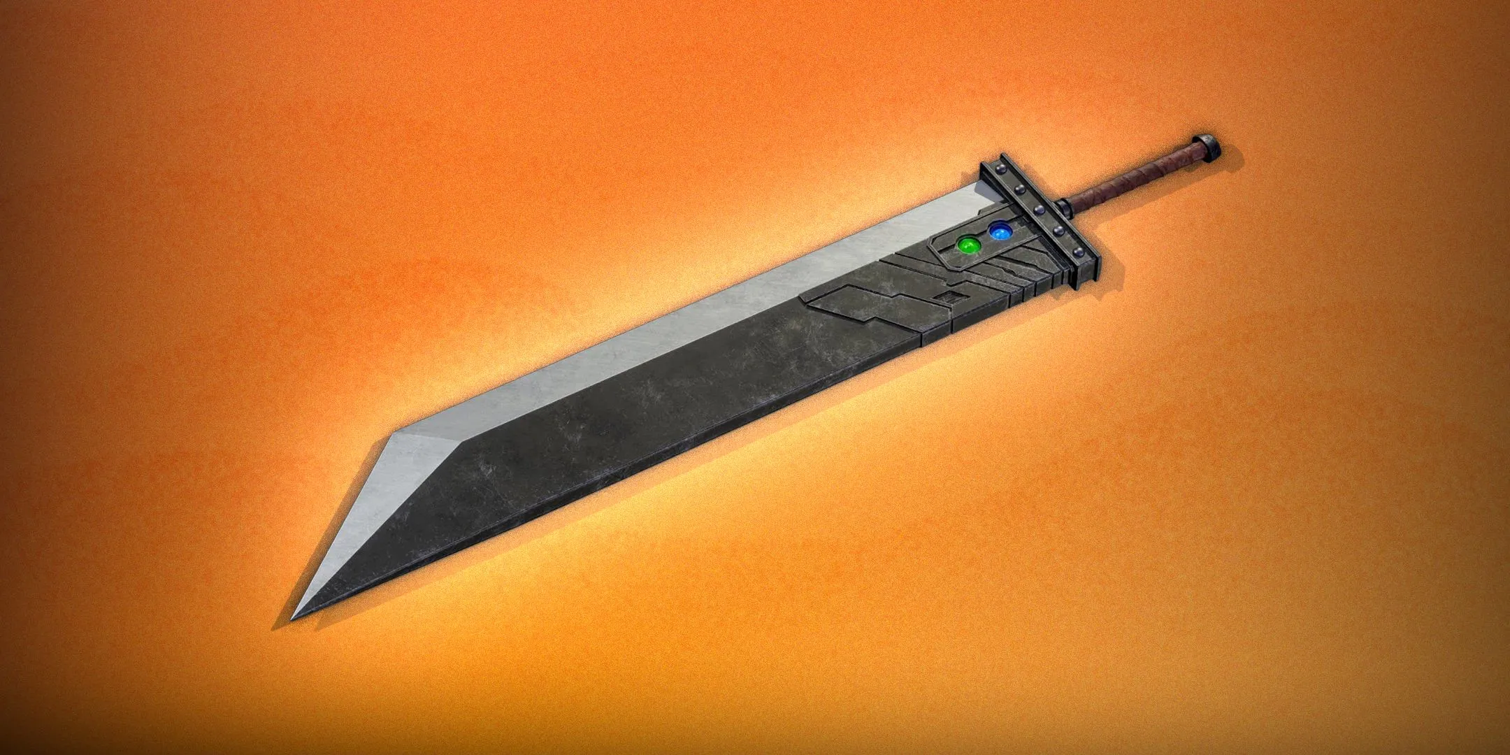 Buster Sword khổng lồ của Cloud Strife, thanh kiếm biểu tượng của series Final Fantasy VII với thiết kế độc đáo.