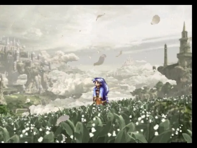 Cảnh chiến đấu trong Valkyrie Profile, minh họa hệ thống combo độc đáo và đồ họa 2D vẽ tay ấn tượng, tạo nên trải nghiệm JRPG hấp dẫn.
