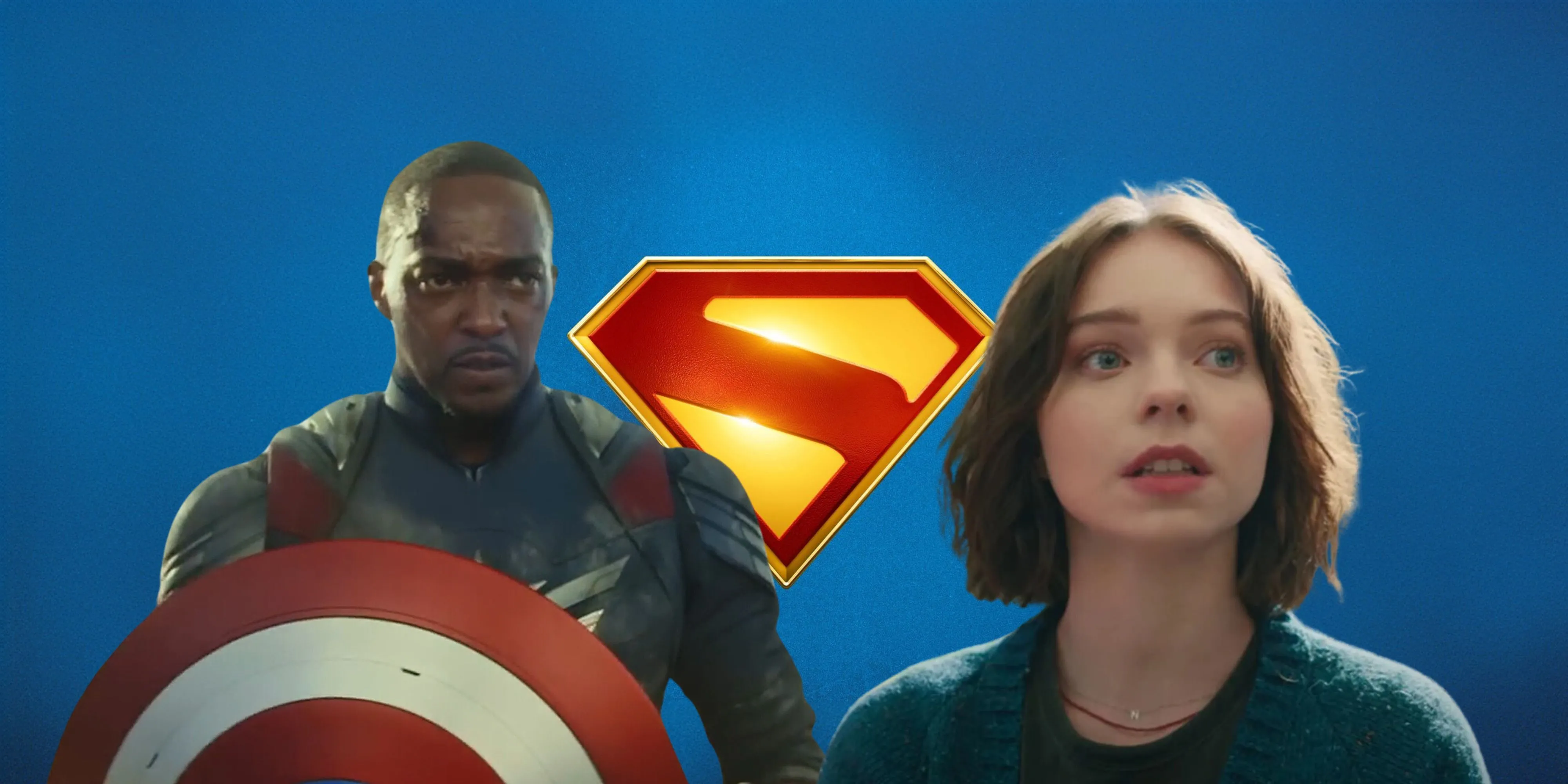 Captain America và Emma Myers trước logo Superman