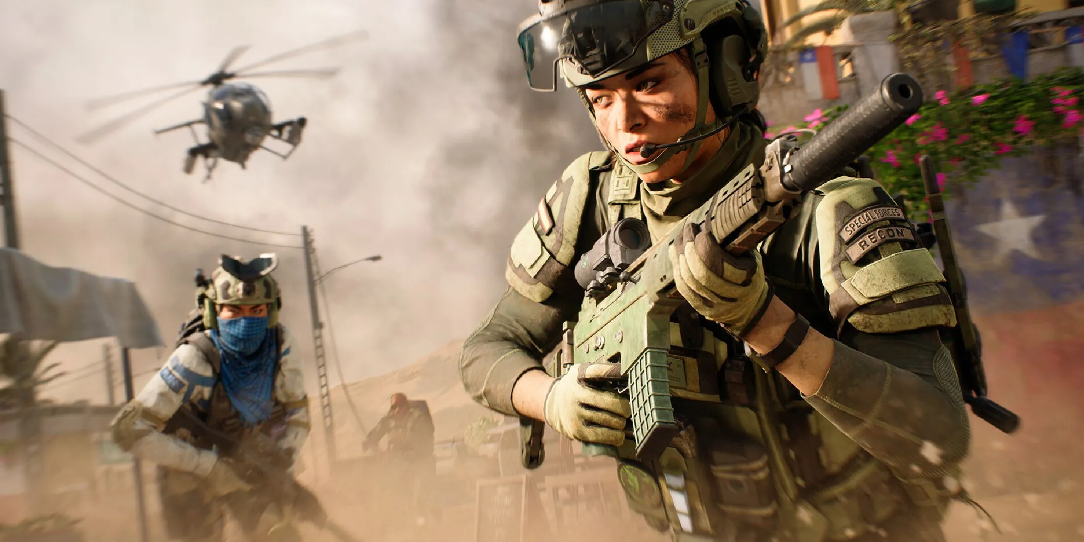 Chiến trường Battlefield 6 sôi động với cảnh phá hủy và giao tranh khốc liệt, khơi gợi tinh thần đồng đội cho nữ game thủ.