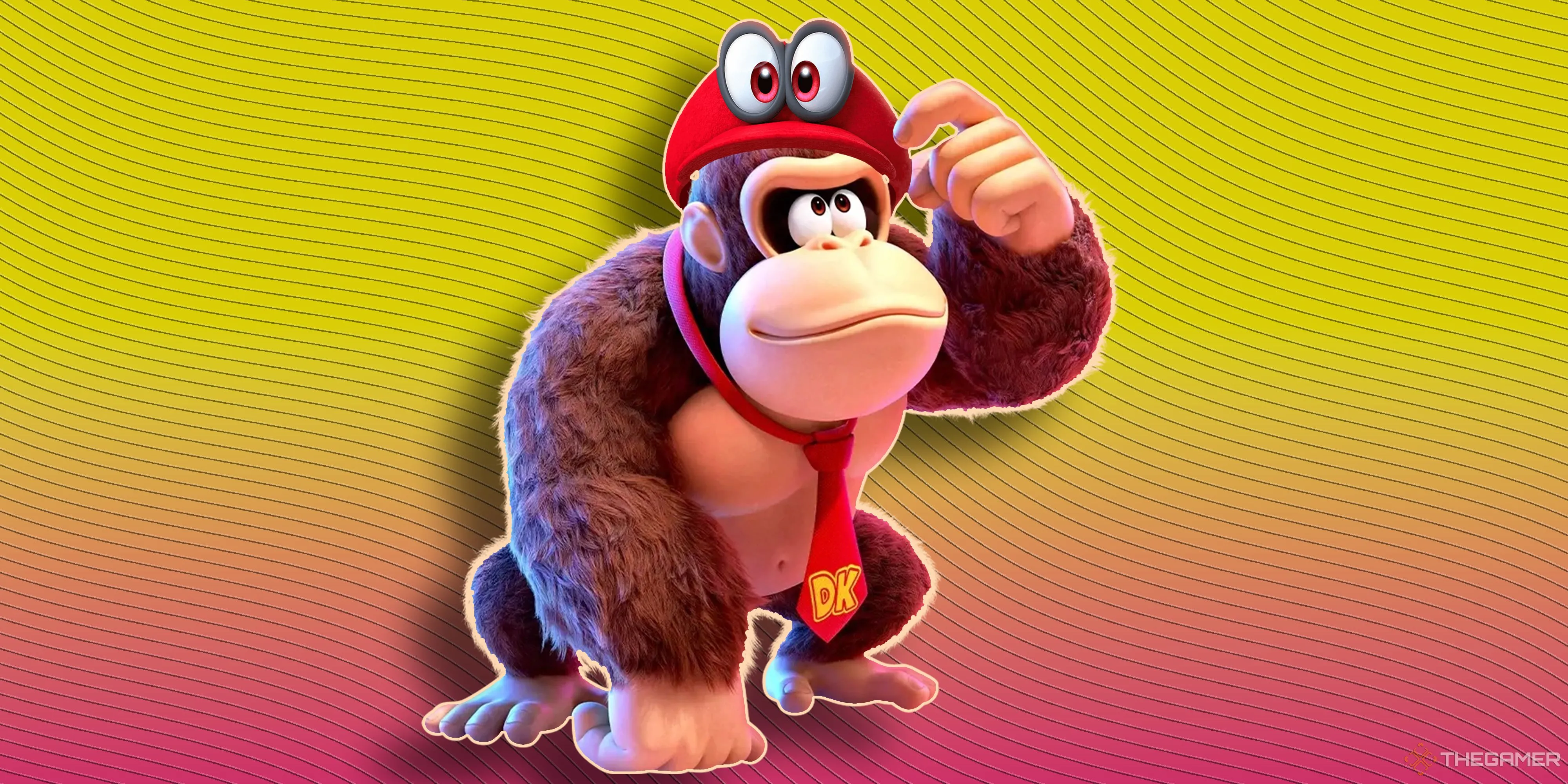 Donkey Kong với phong cách đồ họa Bananza mới lạ, đội chiếc mũ Cappy từ Super Mario Odyssey