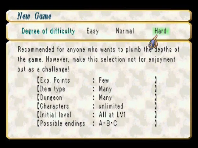 Giao diện chọn nhân vật trong Valkyrie Profile, nơi người chơi quản lý và chuẩn bị các chiến binh cho cuộc chiến Ragnarok vĩ đại.