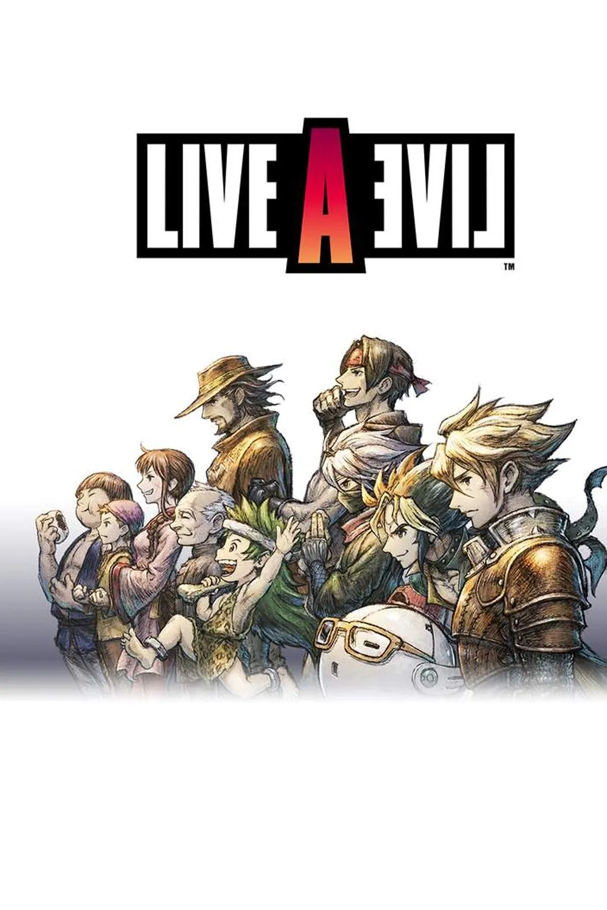 Hình ảnh bìa game Live A Live, tựa JRPG độc đáo chia thành nhiều chương với các thời kỳ lịch sử khác nhau, thể hiện sự sáng tạo trong cách kể chuyện game nhập vai.