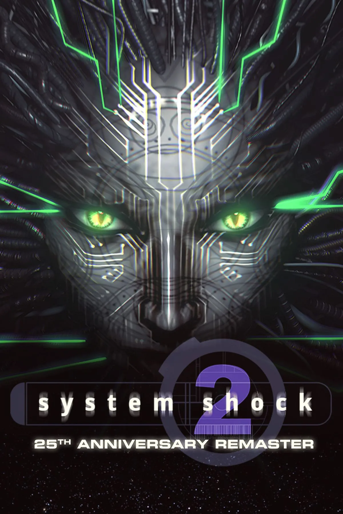 Hình ảnh bìa System Shock 2 Remastered với biểu tượng 25th Anniversary, thể hiện sự trở lại của tựa game kinh điển