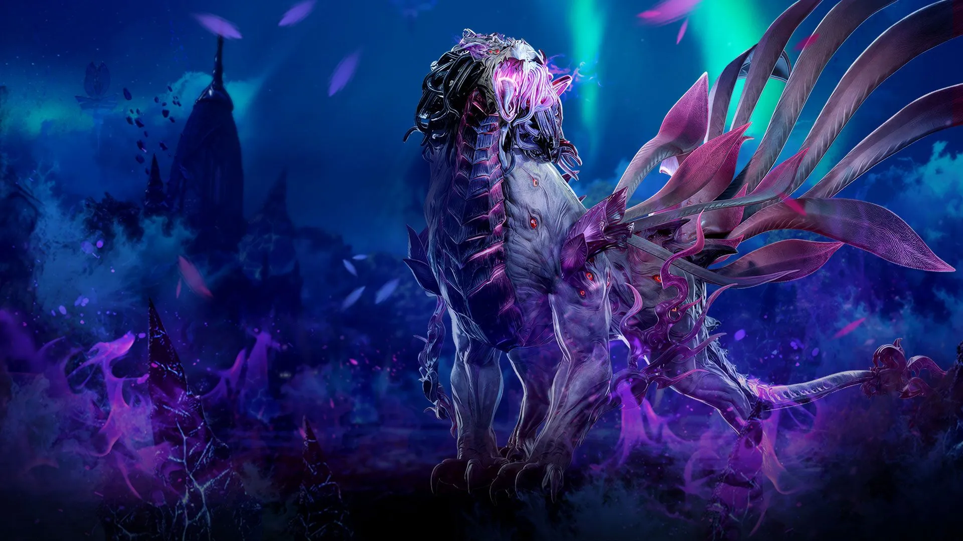 Hình ảnh mô tả raid mới Assault Rimeria trong Lost Ark, đối đầu quái vật Abyssal Beast, ra mắt tháng 9/2025