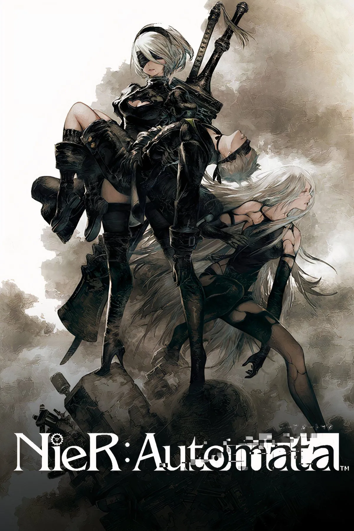Hình ảnh nhân vật 2B từ game NieR: Automata, tựa JRPG hành động với cốt truyện sâu sắc và nhiều kết thúc, nổi tiếng với thiết kế nhân vật và lối chơi độc đáo.