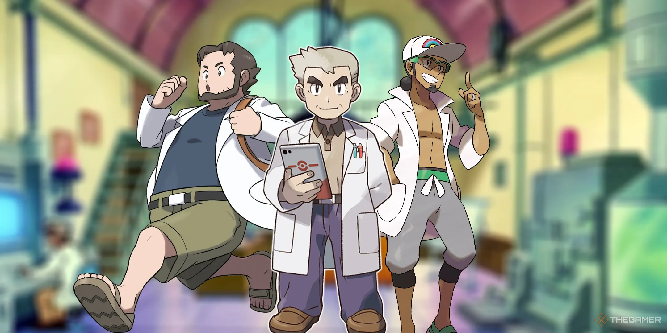 Hình ảnh tổng hợp các Giáo sư Pokémon nổi tiếng từ các tựa game, biểu tượng của tri thức và đam mê.