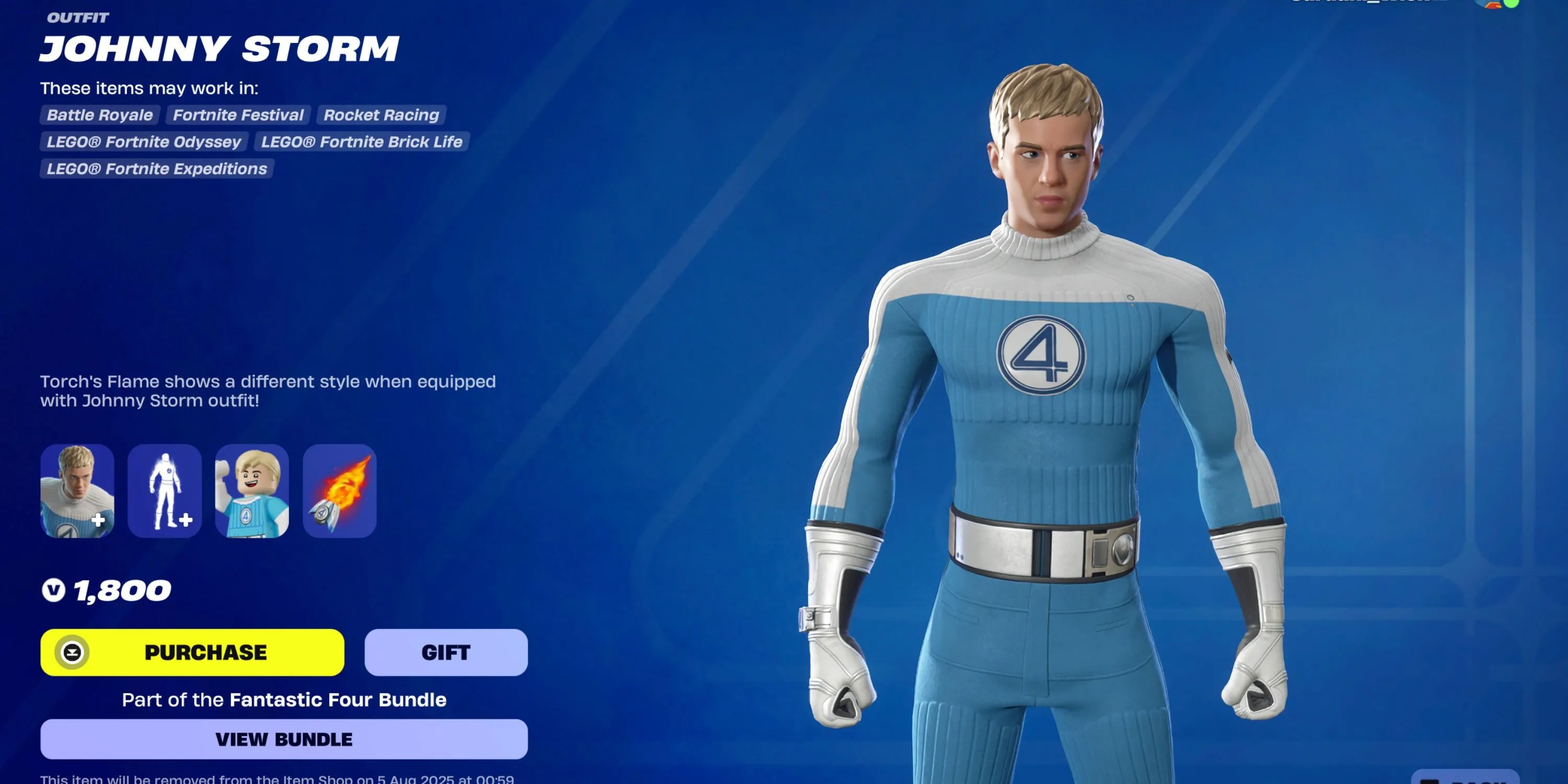 Human Torch Johnny Storm rực lửa với skin mới trong sự kiện Fortnite x Marvel