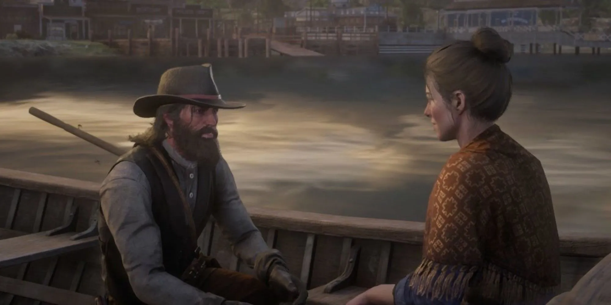 John Marston cầu hôn Abigail trên chiếc thuyền lãng mạn trong Red Dead Redemption 2