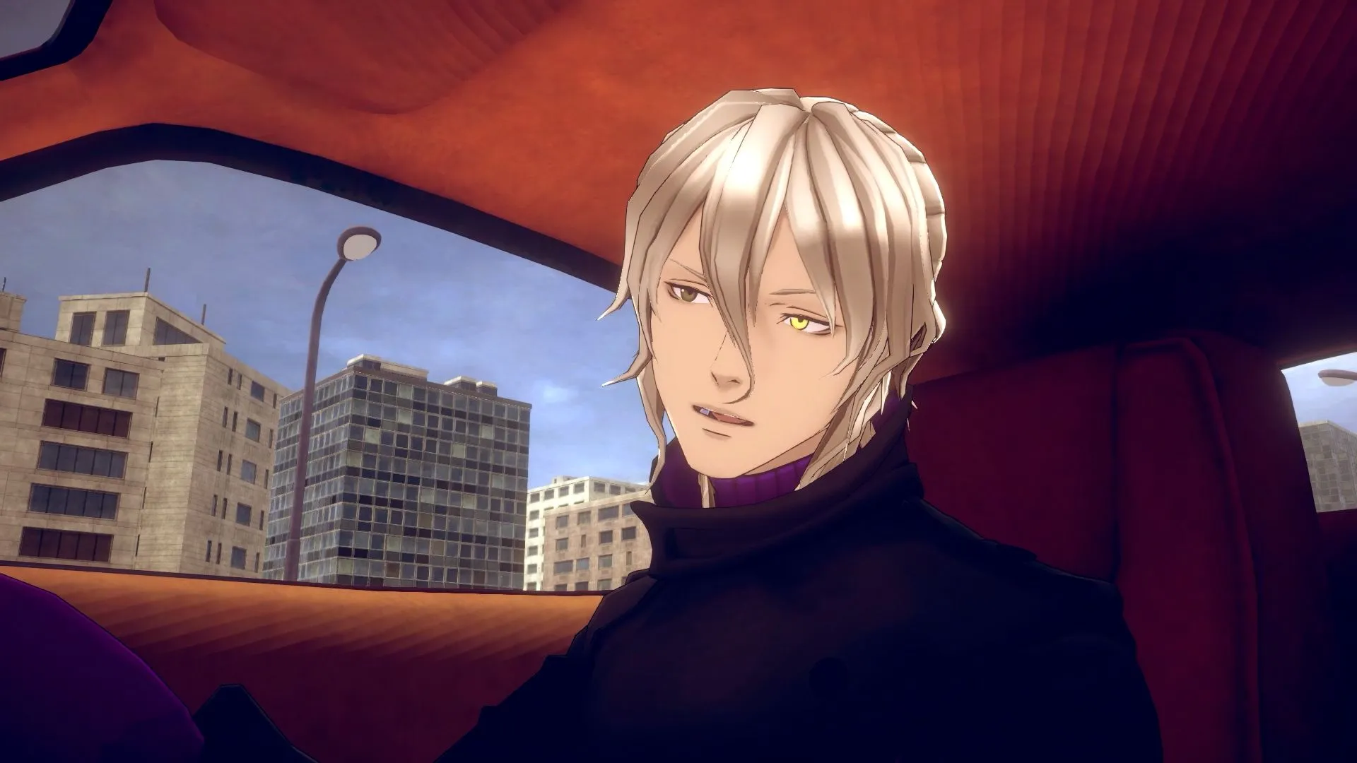 Kaname Date trong bộ đồ thám tử, cùng với AI-Ball Aiba trên vai, sẵn sàng điều tra trong game No Sleep for Kaname Date.