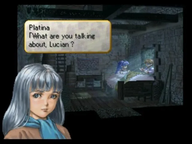 Lenneth Valkyrie đang bay lượn trong Valkyrie Profile, thể hiện khả năng di chuyển tự do trong các dungeon và thu thập linh hồn chiến binh.